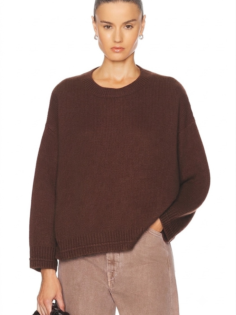 SABLYN Alston Boyfriend Crewneck Sweater Chocolate Brown (125)